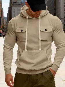 Men's Winter American Style Heavyweight Loose Fit Outdoor Sports Fleece Hoodie, Casual Workwear Sweatshirt for Men