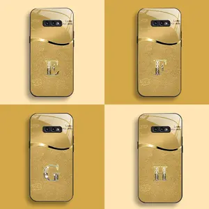 Suitable for [Galaxy S10e] New high-end golden auspicious cloud letter glass mobile phone case new business simple electroplating Metallic Paint glass mobile phone case affordable anti-fall anti-fingerprint 995