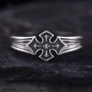 Retro cross ring design men's ring cross versatile open men's trendy open ring hip-hop
