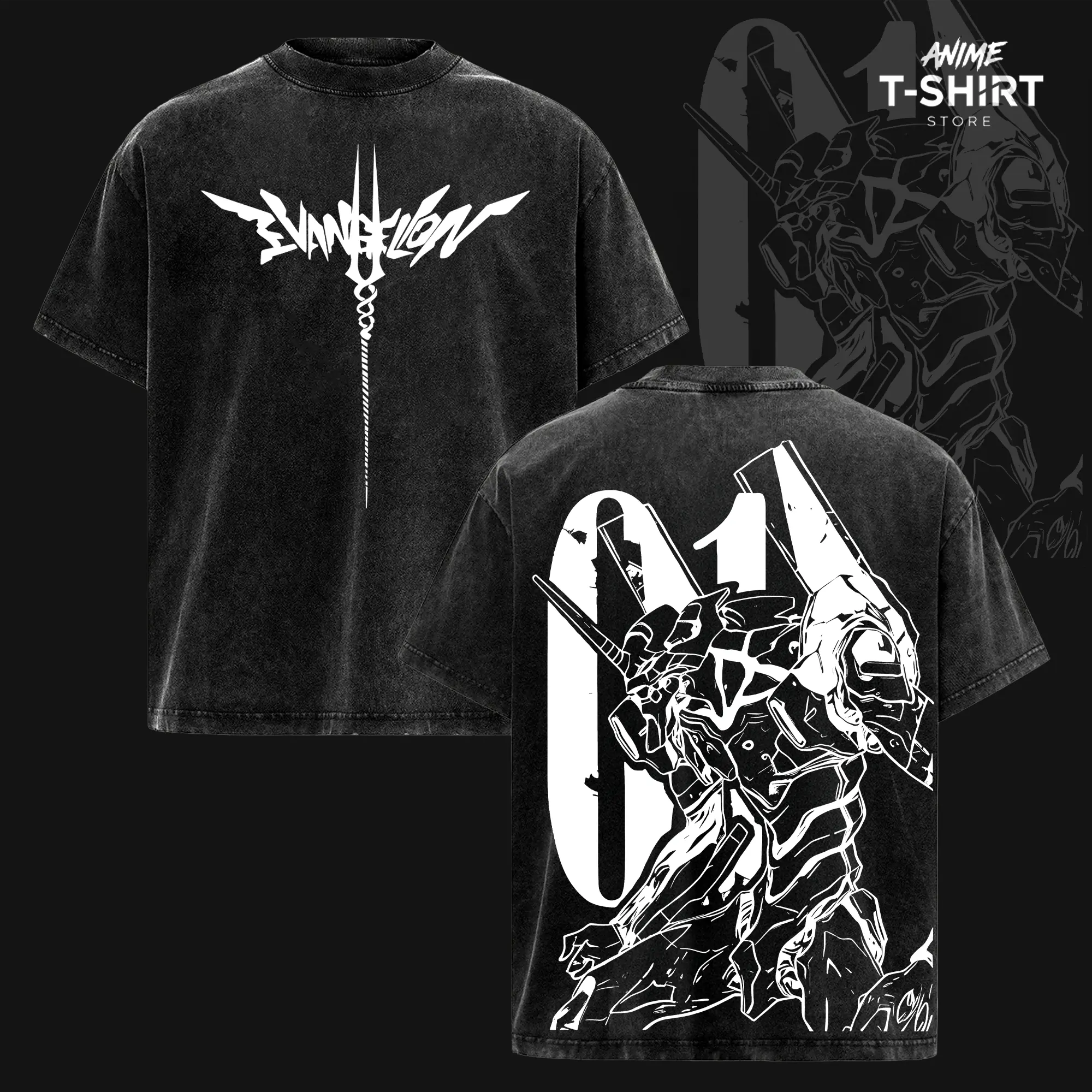 Evangelion Unit-01 – Neon Genesis Evangelion Acid Washed Graphic Tee, Oversize Heavy Cotton Anime Shirt, Vintage Manga Streetwear, Unisex Casual Wear, Anime Merch, Daily Wear