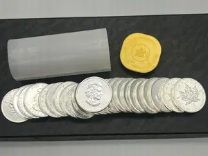 Tube of 1 oz Canada maple leaf, 25 oz of silver in total