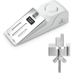 Door Stop  and Adjustable Portable Door Lock Provide Double  for , Hotel and Traveling (1 Door Lock + 1 Door Stop)