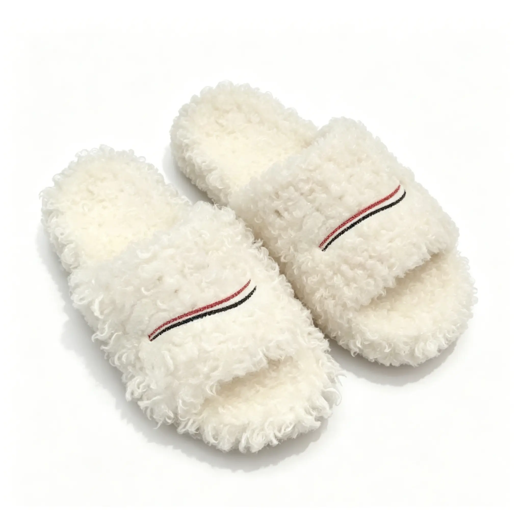 Cute Fuzzy Platform Pillow Slides, Lightweight Multi-color Indoor Outdoor Slippers, Plus Size for Men & Women