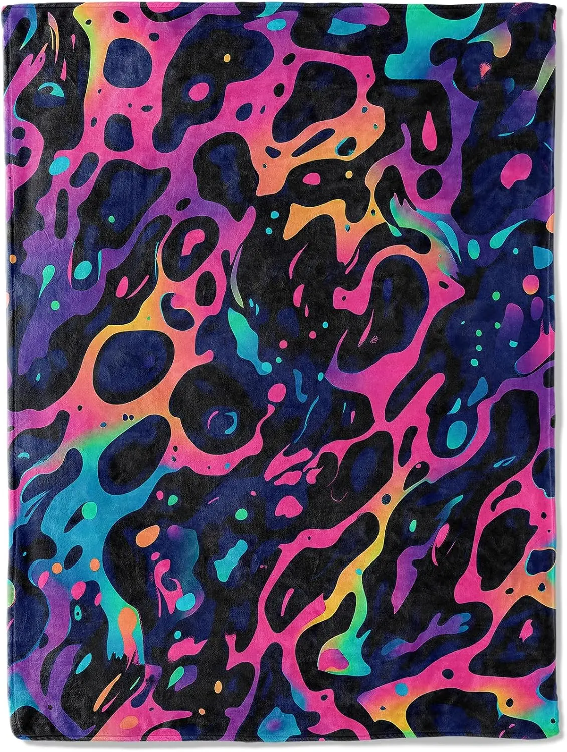 Psychedelic Neon Rainbow Gradient Leopard Print Flannel Throw Blanket, Large Soft Anti-Pilling Warm Decor Blanket, Multi-Purpose Sofa Cover, Wall & Front Door Hanging Tapestry, Trendy Y2K Aesthetic Gift for Teens & Friends