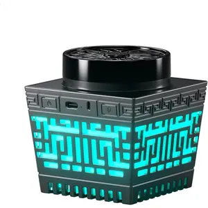 Mini Incense Burner Bakhoor, Electric, Portable Rechargeable USB Aroma Diffuser with Remote Control Light, Electric Arabian Incense Holder Home Decor(Black