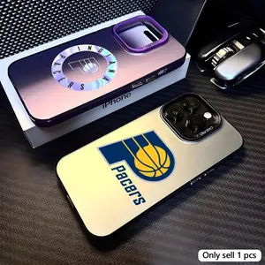 Indiana P-Pacers Phone Case For iPhone 12 13 14 15 16 17 Pro Max Air | Aurora Gradient Laser Metallic Phone Case | Multicolor Matte Finish with Smooth Soft-Touch Feel | Scratch-Resistant Anti-Fingerprint Protective Cover