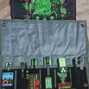 OKNIFE Exploit Mini EDC Pouch OD Green 6 Slots Storage Roll Bag for Olight Flashlights & Tools 12 Amp Oil Wax Canvas Portable Storage