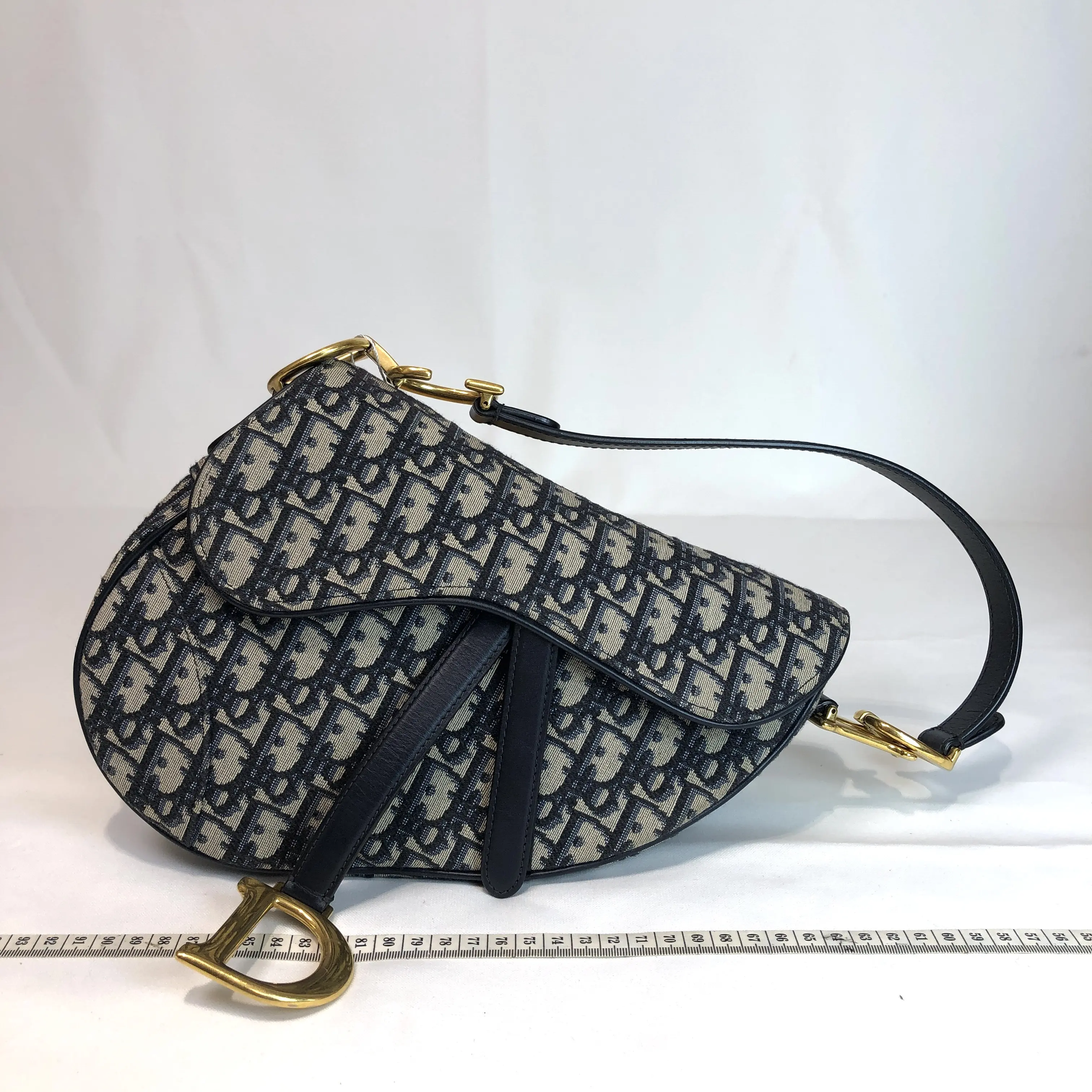 Pre-owned Dior LEATHER Crossbody Bags Medium Oblique Saddle Bag 5829
