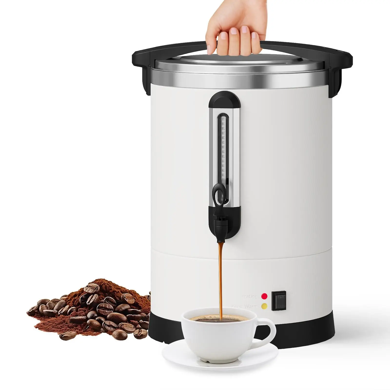 14L/3.8Gallon Large Commercial Coffee Pot,100 Cups Coffee Urn Stainless Steel Electric Coffee Maker,Double Wall Hot Beverage & Water Dispenser Quick Brew Dispenser