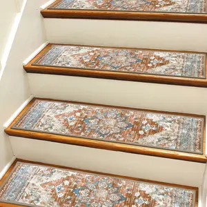 [Summer Sale Deals] HEBE Self-Adhesive Carpet Stair Runner for Wooden Steps, 8"x30" Indoor Peel-and-Stick Non-Slip Stair Treads, Reusable, Easy to Install, Sturdy, Cleanable for Dogs and Elders summerwins
