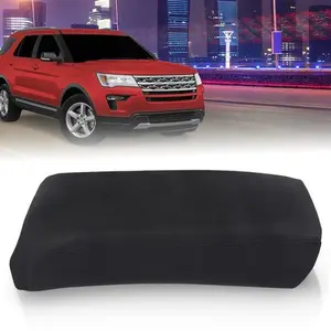 Leather Console Lid Armrest Cover Black Stitch Fit For 2011-2018 Ford Explorer
