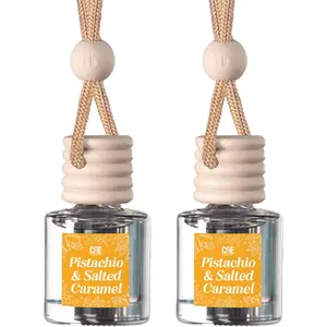 C&E Craft Co Hanging Car Air Freshener Diffuser 2 Pack, Long Lasting Fragrance Oil Car Freshener, Glass Bottle Auto Air Freshener, Made in USA (Pistachio & Salted Caramel) CE CRAFT