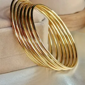 BRASALET SET+ Daily+laminated Gold Female Bracelet Set for Adults - Elegant Design for Everyday Wear or Special Occasions