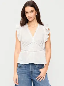 Old Navy Women's Flutter-Sleeve Embroidered Top