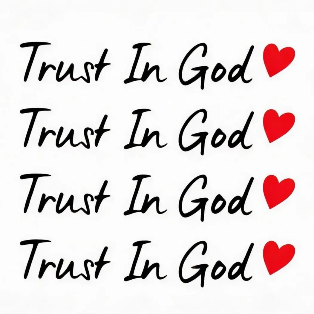Religious Trust in God Car Decorative Stickers - 4-Count Waterproof Vinyl Decals, Letter Heart Design, No Peel-Off, Universal Vehicle & Laptop Accessories