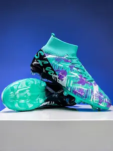 Parent - Child Gold - Blue Long - Studded Football Shoes, Sports Competitive Style, Wear - Resistant Synthetic Material, Long Studs for Grip, Comfortable on Feet, Ideal for Parent - Child Football & Professional Training, Soccer Shoes, Football Cleats