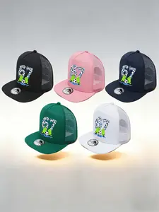 Unisex Cartoon Baseball Cap, Adjustable Sponge Net Design, Breathable Summer Hat, Cute Loose Fit Dad Hat, All-Season Fashion Accessory