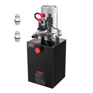 【fathersdaygift】VEVOR 12 Quart Hydraulic Power Unit, Double Acting Dump Trailer Pump, 3200 PSI Max Relief Pressure & 0.91 GPM Flow Rate, DC 12V Hydraulic Pump with Metal Reservoir for Dump Trailer Car Lifting