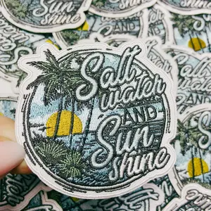 3" Salt Water and Sun Shine  - Embroidered Hat Patch