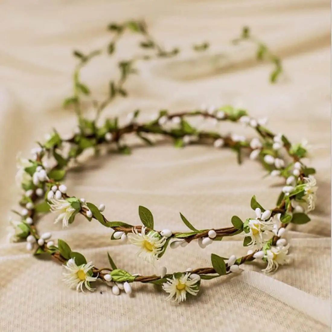 Flower Crown (2 packs) Boho Flower Wreath Artificial Floral Crown Bridal Headpiece Greenery for Wedding Ceremony Party Festival