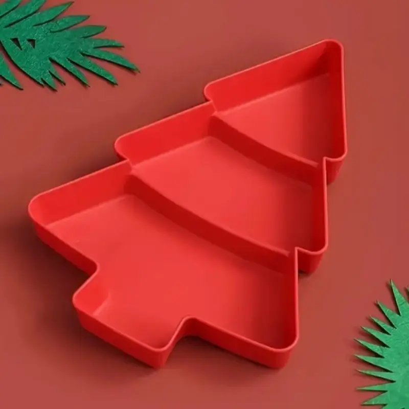 Christmas Tree Shape & Plastic Tray, Perfect for Holiday Parties, Afternoon Tea Candy Nuts Desserts, Restaurant Cafe Snack Storage Box