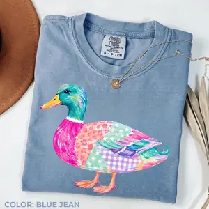 Comfort Colors Mallard Duck Shirt, Patchwork Lake Life Graphic Tee, Outdoor Nature T-Shirt
