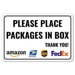 DurableAluminumDeliverySign-WallHangingMultipurposePackageNotificationforAmazon,UPS,FedEx,USPS-EnglishText,12x8Inches