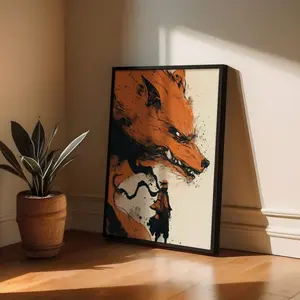 Kurama & Style Art Minimalist Anime Wall Art Japanese Home Decor Artistic Artwork Matte Cotton Canvas Posters 20x30 cm to 60x90 cm Customizable Prints for Home Office Dorm Studio