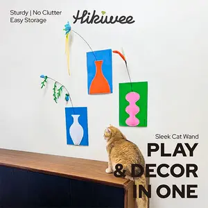 Hikiwee Artisan-crafted BloomPlay Cat Wand Toy, Colorful Interactive Teaser with Storage, Durable & Bite-Resistant, Aesthetic Cat Toy for Indoor Cats,#summervibes,#petlovers