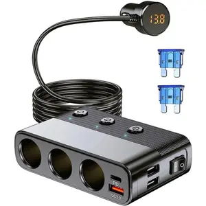 Men’s 7-in-1 Car Charger – USB-C PD 30W + QC3.0, Dual USB, Volt Meter, 3.3ft Cord | Must-Have 12V/24V Power Hub for Truck Guys & Daily Drivers