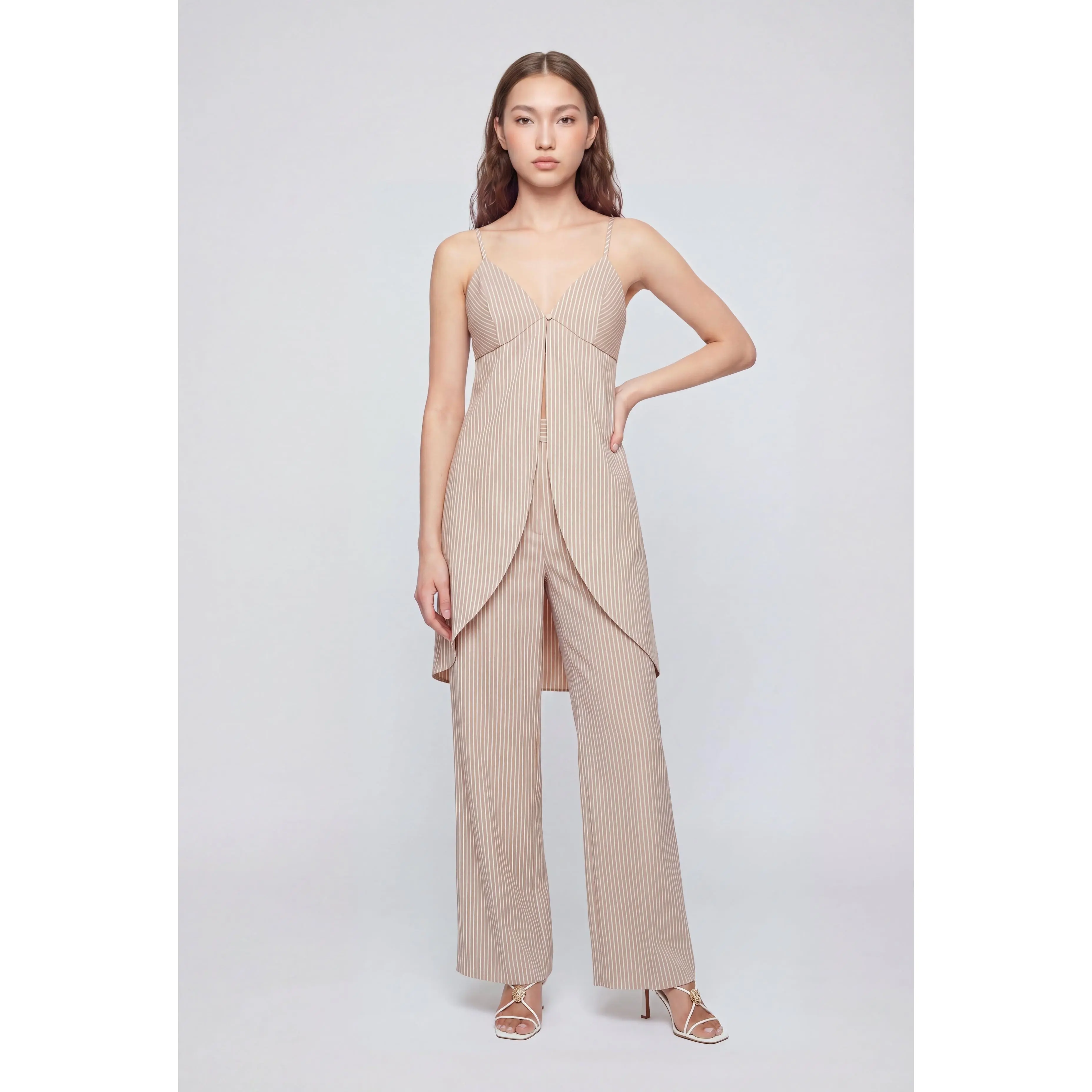 Sienna Striped Poplin Straight-Leg Pants