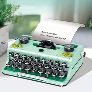Hot selling retro typewriter building blocks with 800+pieces assembled for adults, collectible models, children's birthday gifts