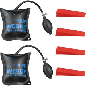 2 Pack Air Wedge Bag Kit - 300lbs Heavy-Duty Air Door Lifting Bag with Quick-Release Valve & 4 Plastic Wedges-2.4" Lift Height Durable Wedge Bag-  for Door/Window Furniture Installation