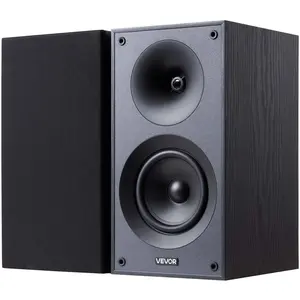 VEVOR Passive Bookshelf Speaker, 300W, Book Shelf Stereo Speakers with 5.25-Inch Woofer and 1-Inch Tweeter, Detachable Grille, 65Hz-20KHz Frequency Response, Wooden Enclosure,for Home Theater (1 Pair)