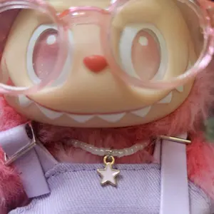 Labubu White Beaded Necklace with Star Charm - Doll Not Included