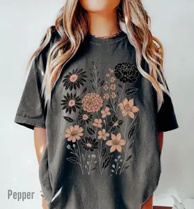 Vintage Pressed Flowers Shirt Botanical Floral Tshirt Boho Cottagecore Tee Wildflowers Floral T Shirt Gift for Gardener 672