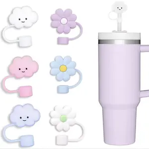 Cute Flower & Cloud Shaped Straw Cover, 6 Counts Silicone Straw Topper, Straw Cover for 40oz & 30oz Tumbler, Drinkware Accessories