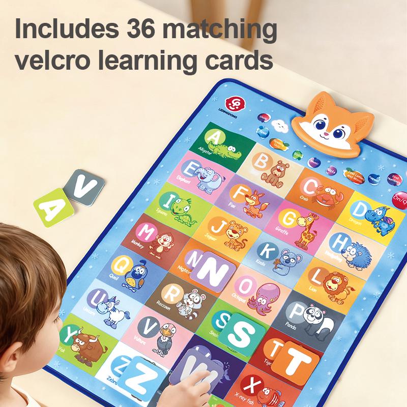 Dual-Sided Talking Alphabet Poster | Touch & Read Interactive Sound Chart with 36 Velcro Cards
