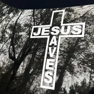 Jesus Saves Cross or Street Sign Decals Availible in 6",10", an 15" Premium Application Tape For Easy Application