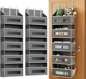 2 Pack 5 Tier Over The Door Organizer - Large Capacity Behind Door Hanging Shelves with 10 Mesh Pockets