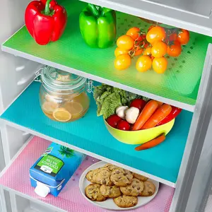 LMMAKE  4Pcs Fridge & Drawer Storage Mats Heat-Resistant EVA Plastic Washable Patterned Design Multi-Purpose for Cabinets Fridge Kitchen Durable Easy Clean Protect Surfaces from Spills Stains Scratches