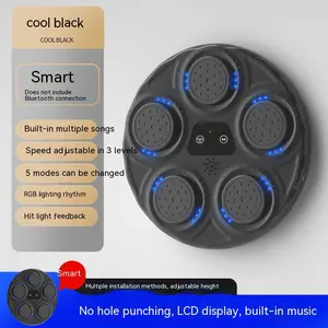 Cool Black Children's Music Boxing Machine Blue Light Hitting Reaction Target Intelligent Electronic Wall Target for Martial Arts Self-defense