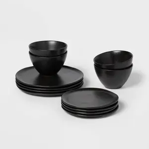 12pc Earthenware Houlton Dinnerware Set - Black