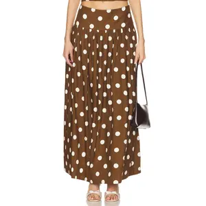 MAJORELLE Dot Maxi Skirt in Brown & Ivory Dot