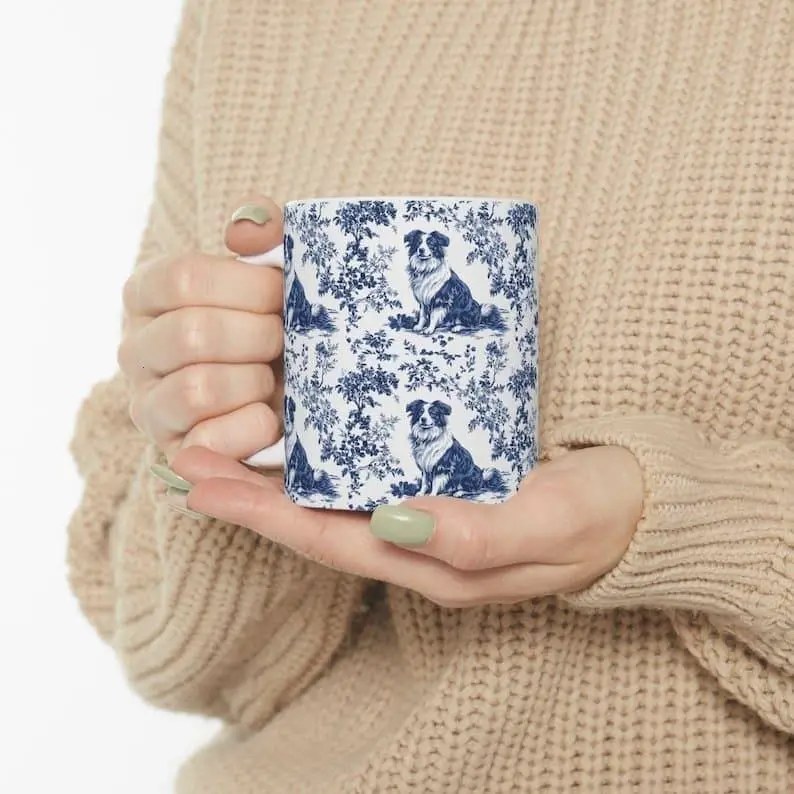 [Sale off up to 50%] Australian Shepherd French Toile De Jout Mug, Australian Shepherd Mug, Aussie, Australian Shepherd Gift, Aussie mom, Dg mom mug, 11oz & 15oz ceramic mug