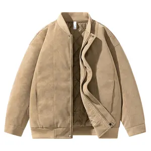 Men's Vintage Suede Jacket Super Big Long Sleeve Aviator Jacket Faux Leather Jacket Zipper Plus Size Windproof Baseball Coat leather jacket