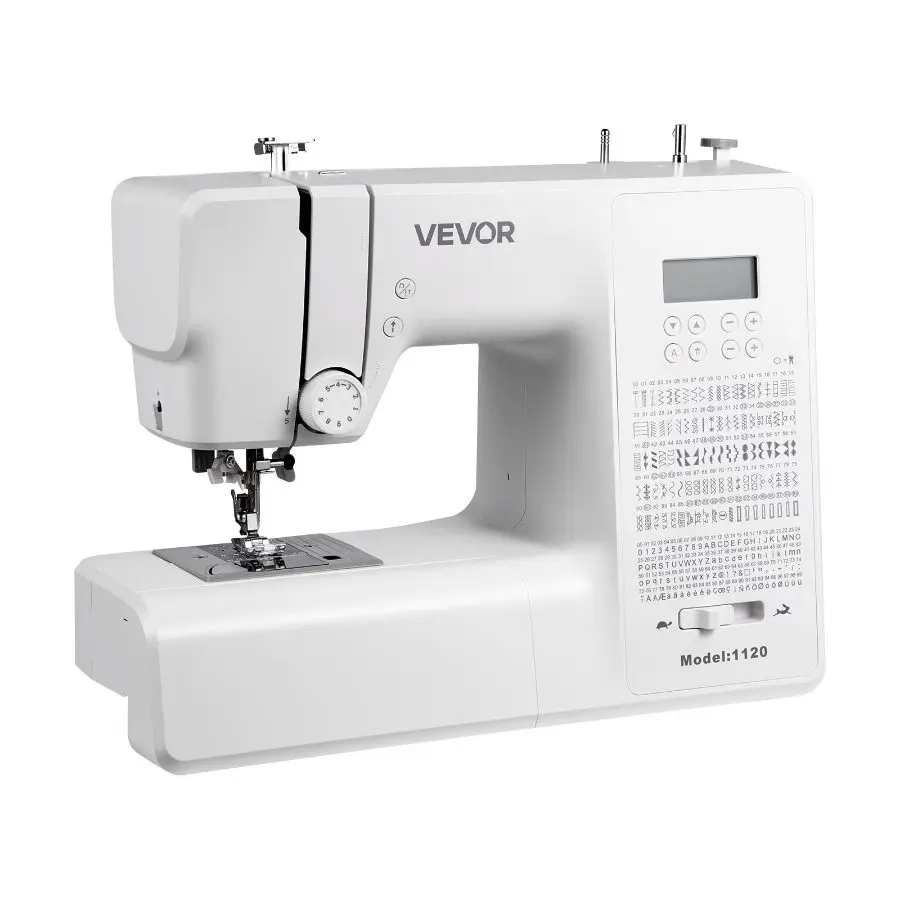 【toolupgrade】VEVOR Heavy-Duty Digital Control Computerized Sewing Machine, 200 Stitch Apps, LCD Display, Automatic Functions, Straight/Zigzag, Adjustable Tension, Compact, Foot Pedal, LED Light, Metal Frame, Powerful Motor for Crafts/Mending (Beginners &