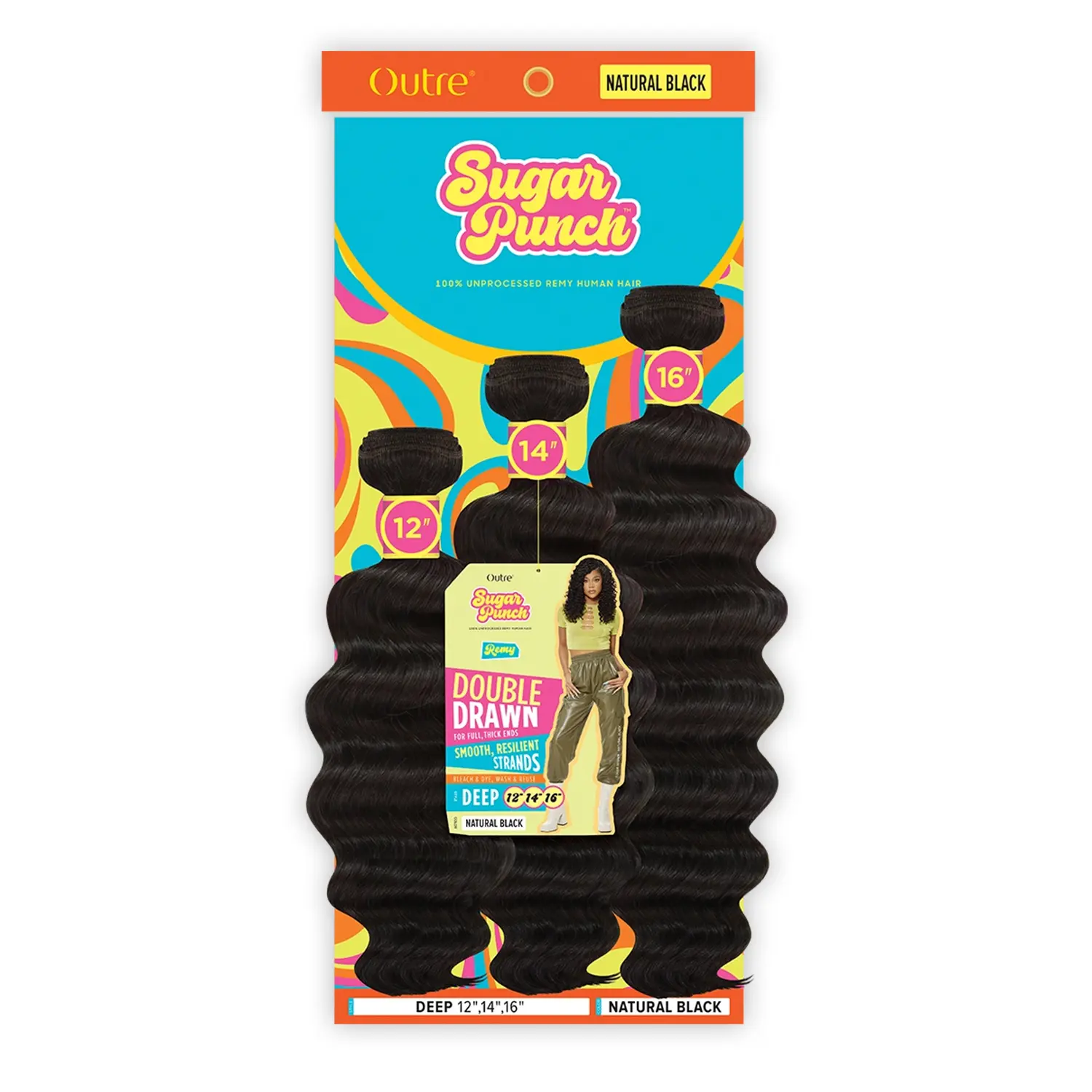 Outre Unprocessed Remy Human Hair Weave Extensions, Sugar Punch 3 Deep Wave Bundles, 3 Bundles