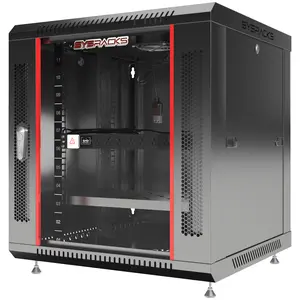 SYSRACKS 9U Wall Mount Server Rack Cabinet with Glass Door, Locking Mechanism, 24-Inch Depth for AV Equipment, 600x600x635mm