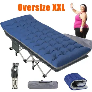 XXL Camping Bed/Camping Cots For Adults, Portable & Foldable Folding Cot Bed With 4" Cozy Mattress, Easy-to-Carry